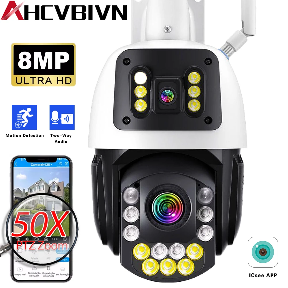 4K 8MP 50x Zoom WiFi PTZ Camera Outdoor Dual Lens Dual Screen CCTV Human Detection Automatic Tracking Security Camera
4K 8MP 50x Zoom WiFi PTZ Camera Outdoor Dual Lens Dual Screen CCTV Human Detection Automatic Tracking Security Camera