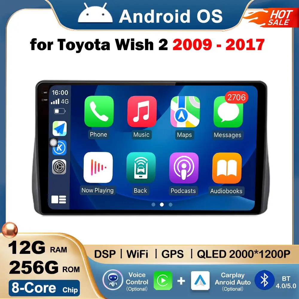 Car Radio Multimedia Player Carplay 10 '' for Toyota Wish 2 2009 - 2017 QLED IPS Screen GPS Android System WiFi Auto Accessories
Car Radio Multimedia Player Carplay 10 '' for Toyota Wish 2 2009 - 2017 QLED IPS Screen GPS Android System WiFi Auto Accessories