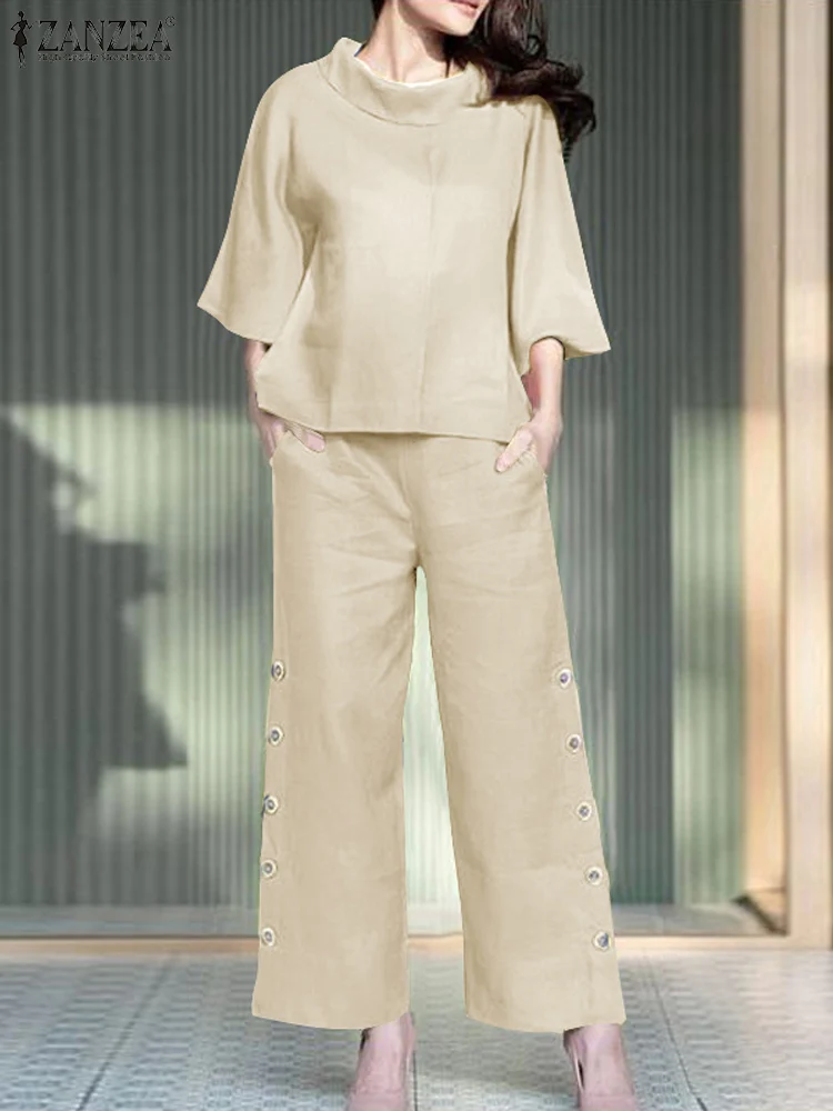 ZANZEA 2PCS Women Spring Pant Sets Fashion 3/4 Sleeve Blouse Wide Leg Trousers Suit Solid OL Matching Sets Casual Loose Outfits
ZANZEA 2PCS Women Spring Pant Sets Fashion 3/4 Sleeve Blouse Wide Leg Trousers Suit Solid OL Matching Sets Casual Loose Outfits