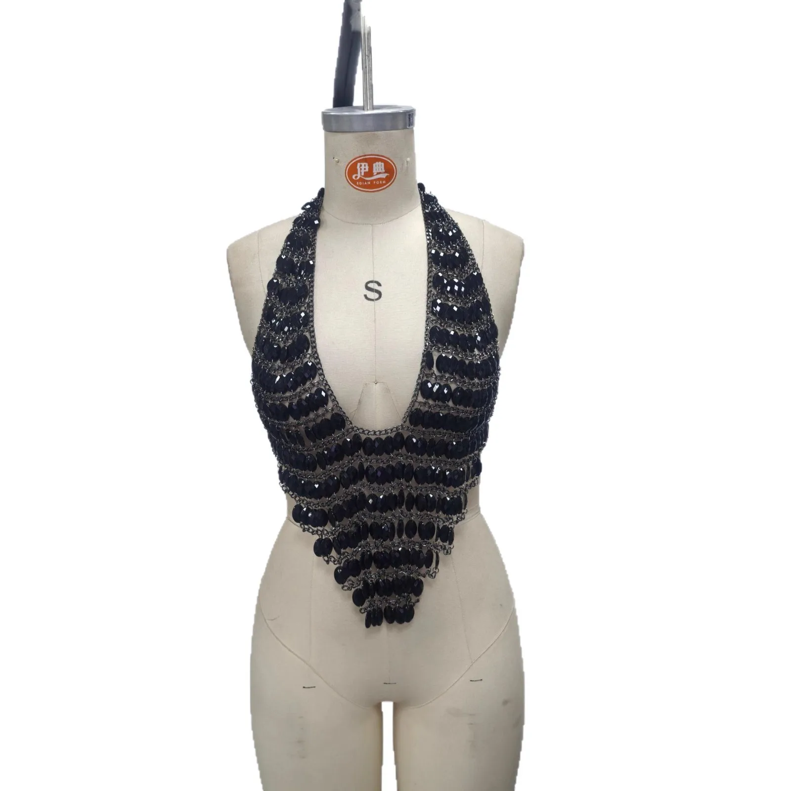 European & American Black Gemstone Hand-Stranded Necklace Nightclub Music Festival Party Cutout Back Sexy Outfit
European & American Black Gemstone Hand-Stranded Necklace Nightclub Music Festival Party Cutout Back Sexy Outfit