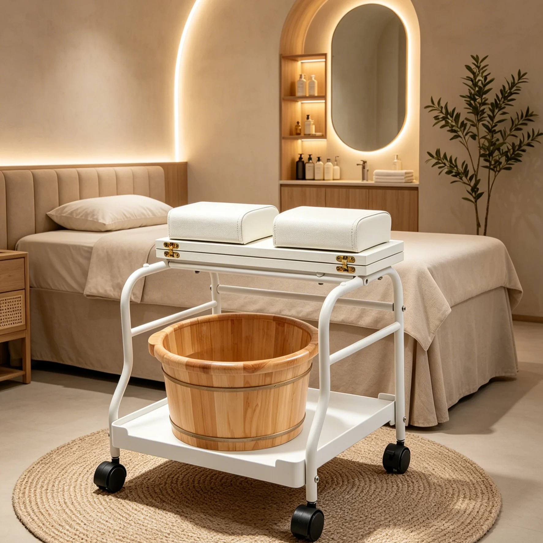White Salon Foot Bath Cart, Floor Standing Trolley, Rotatable Casters 18kg Load Capacity Need Assembly Indoor Use
White Salon Foot Bath Cart, Floor Standing Trolley, Rotatable Casters 18kg Load Capacity Need Assembly Indoor Use