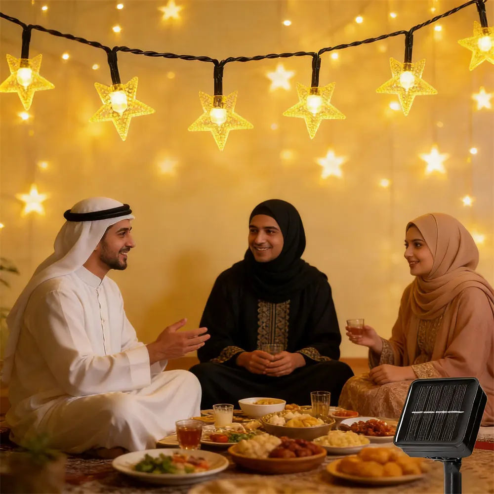 Светодиодная солнечная гирлянда-звездочки 5/7/12 м для улицы, сада, декора, свадьбы, вечеринки, дома, украшения на Рамадан и Ид Мубарак
Светодиодная солнечная гирлянда-звездочки 5/7/12 м для улицы, сада, декора, свадьбы, вечеринки, дома, украшения на Рамадан и Ид Мубарак