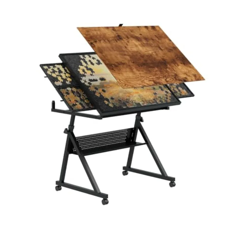 Adjustable Puzzle Table with 4 Felt Sorting Trays and Wooden Cover, 1500 Piece Jigsaw Puzzle Board with Height and Angle Adjust
Adjustable Puzzle Table with 4 Felt Sorting Trays and Wooden Cover, 1500 Piece Jigsaw Puzzle Board with Height and Angle Adjust