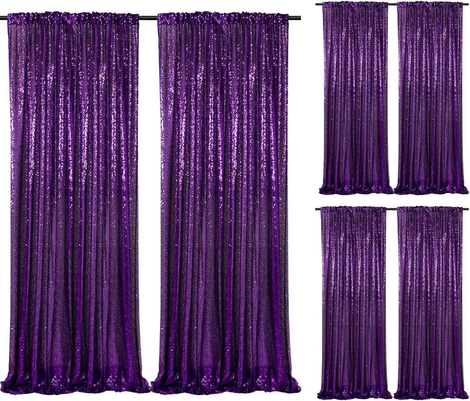 Purple Sequin Backdrop Curtain: 6 Panels 2ftx8ft Curtain Background for Birthday Prom Decoration Christmas Party Decoration
Purple Sequin Backdrop Curtain: 6 Panels 2ftx8ft Curtain Background for Birthday Prom Decoration Christmas Party Decoration