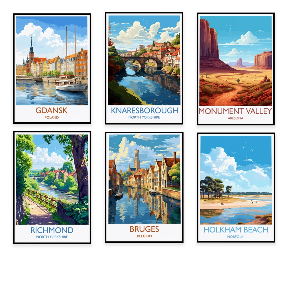 Dartmoor, Scarborough Beach, Holkham Beach, Sheringham Beach, Gdańsk, Monument Valley, Vietnam, Bruges, Richmond travel posters
Dartmoor, Scarborough Beach, Holkham Beach, Sheringham Beach, Gdańsk, Monument Valley, Vietnam, Bruges, Richmond travel posters