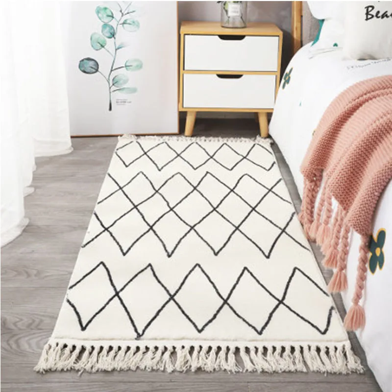 Soft Boho Carpet for Girl's Bedroom Bedside Rug Thick Tassel Carpet Morocco Black White Plush Shaggy Carpet Rug For Living Room
Soft Boho Carpet for Girl's Bedroom Bedside Rug Thick Tassel Carpet Morocco Black White Plush Shaggy Carpet Rug For Living Room