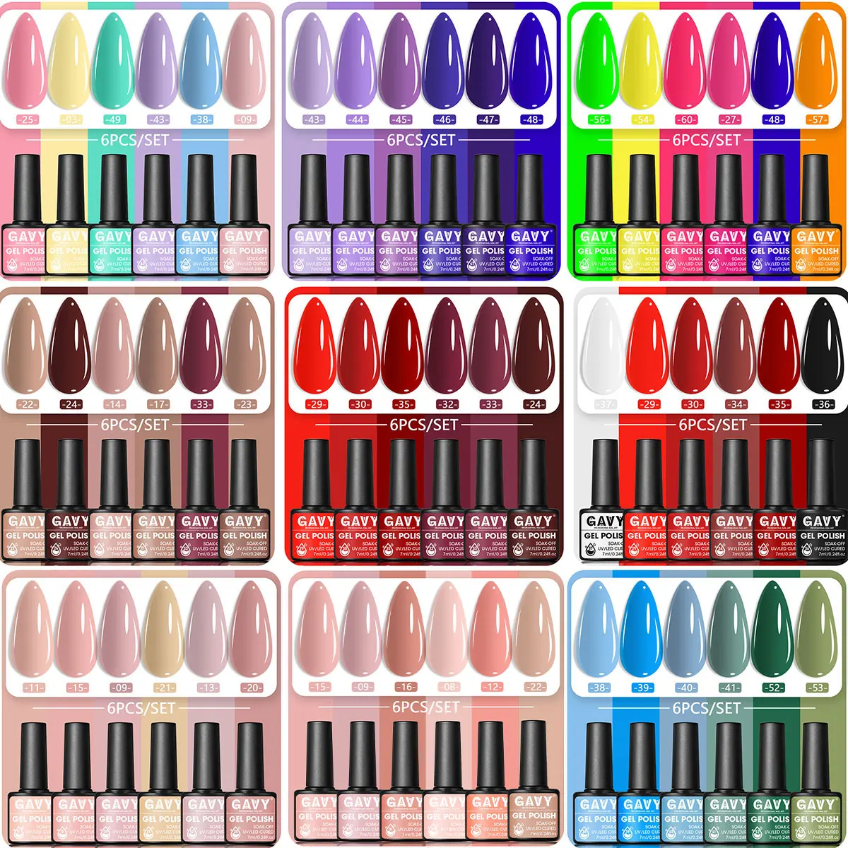 GAVY 6PCS Nail Polish Gel Set - 7ml, Multiple Vibrant Colors, Suitable for DIY and Nail Salons, Nail Salon Art | Smooth Texture
GAVY 6PCS Nail Polish Gel Set - 7ml, Multiple Vibrant Colors, Suitable for DIY and Nail Salons, Nail Salon Art | Smooth Texture