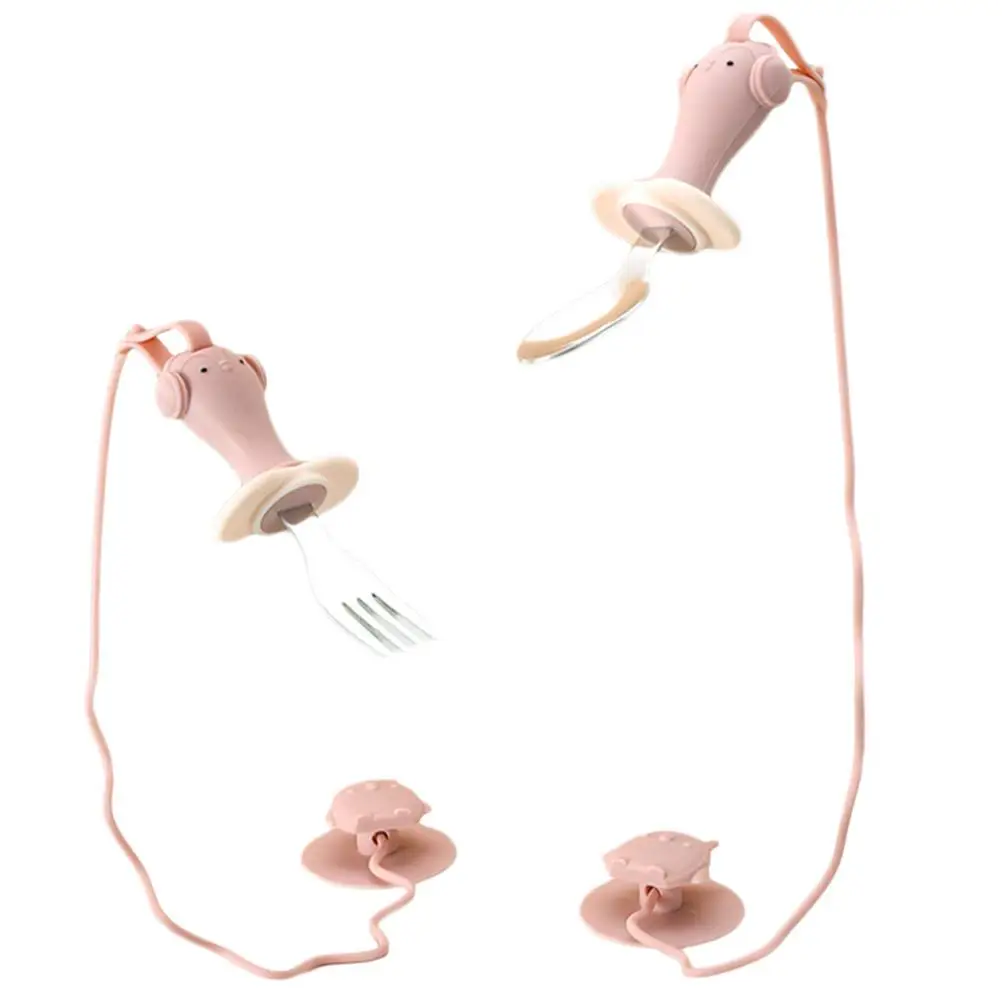 Baby Spoon Fork Set Silica Gel Kids Dining Pink Anti Drop Chain Suction Cup Self Feeding Training Stainless Steel Travel
Baby Spoon Fork Set Silica Gel Kids Dining Pink Anti Drop Chain Suction Cup Self Feeding Training Stainless Steel Travel