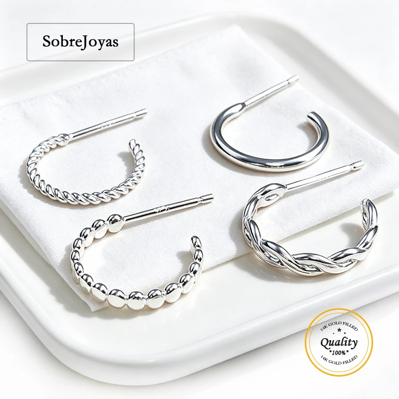 12.0mm Minimalist Style Twisted Hoop Post Earrings 925 Sterling Silver C-Shaped Stud Earrings Fashionable Silver Jewelry
12.0mm Minimalist Style Twisted Hoop Post Earrings 925 Sterling Silver C-Shaped Stud Earrings Fashionable Silver Jewelry