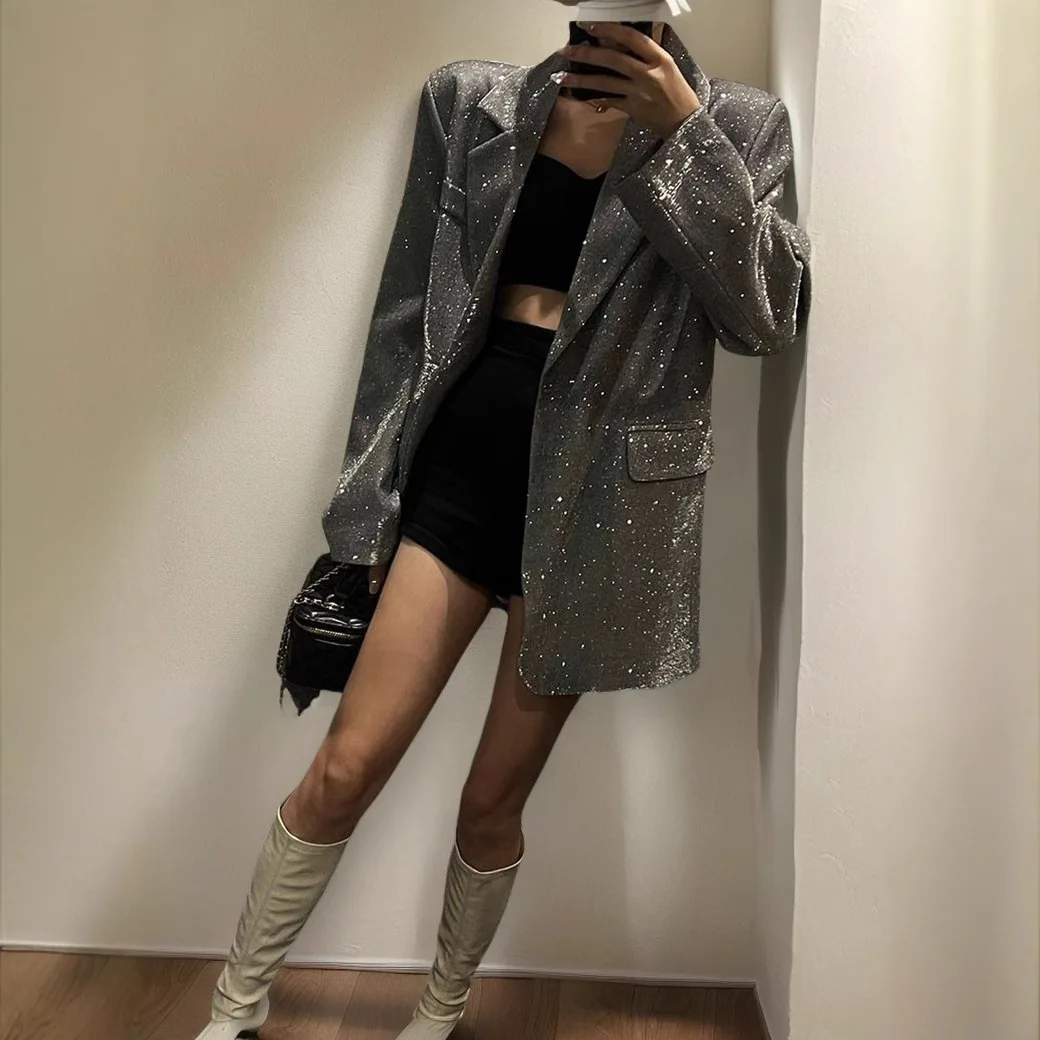 Очень большой размер, полный костюм для девочек, 150 кг, ретро-костюм с пайетками, длинное пальто для женщин, осенний дизайн в европейском стиле 
Очень большой размер, полный костюм для девочек, 150 кг, ретро-костюм с пайетками, длинное пальто для женщин, осенний дизайн в европейском стиле