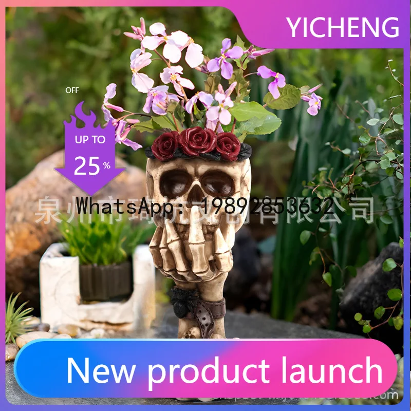 Skull hand holding vase - creative home decor desktop art flower arrangement ornament
Skull hand holding vase - creative home decor desktop art flower arrangement ornament