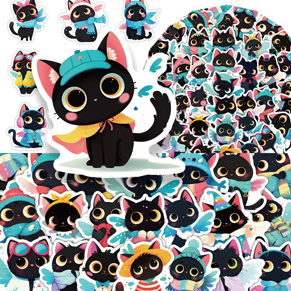 63PCS Cute Black kitten Graffiti Sticker Kawaii Creative Cats Cartoon Decal DIY Luggage Phone Guitar Waterproof Sticker Kid Toys
63PCS Cute Black kitten Graffiti Sticker Kawaii Creative Cats Cartoon Decal DIY Luggage Phone Guitar Waterproof Sticker Kid Toys
