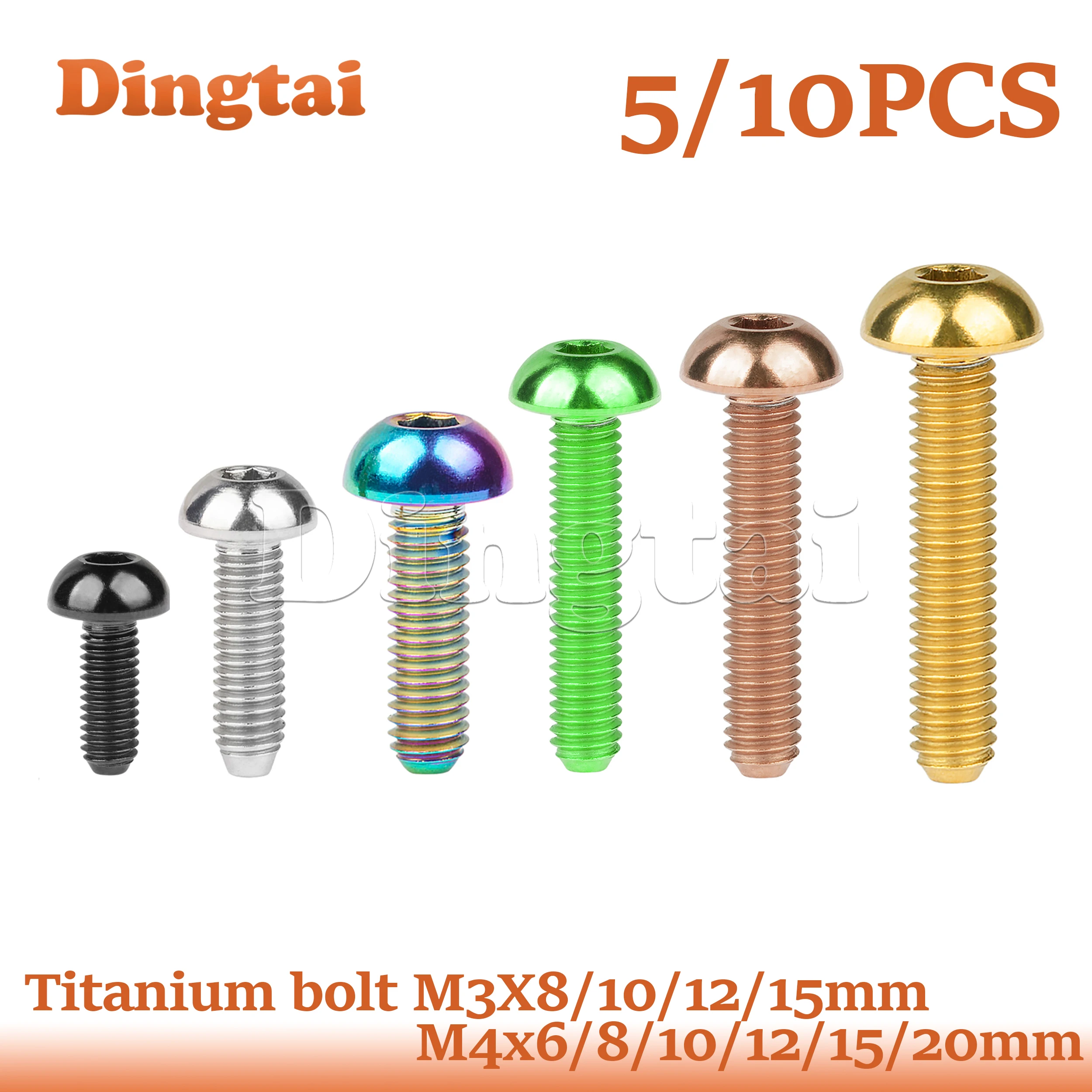 Dingtai Titanium Bolt 5/10PCS M3 M4x6/ 8 /10/ 12/ 15/ 20 mm Half Round Head Hex Socket Screw For Bicycle
Dingtai Titanium Bolt 5/10PCS M3 M4x6/ 8 /10/ 12/ 15/ 20 mm Half Round Head Hex Socket Screw For Bicycle