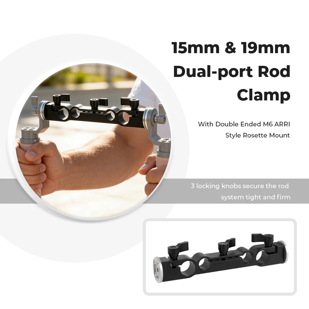 CAMVATE Camera 15mm & 19mm Dual-port Rod Clamp With Double Ended Standard M6 ARRI Rosette Mount For DSLR Camera Support System
CAMVATE Camera 15mm & 19mm Dual-port Rod Clamp With Double Ended Standard M6 ARRI Rosette Mount For DSLR Camera Support System