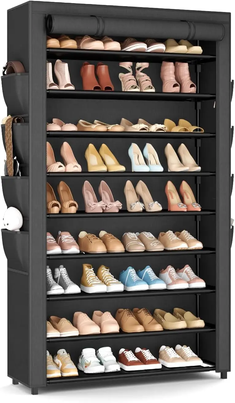 Shoe Rack with Cover, 10 Tier Shoe Organizer Storage for 40-50 Pairs Sneaker and Boots, Large Capacity, with 8 Pockets,
Shoe Rack with Cover, 10 Tier Shoe Organizer Storage for 40-50 Pairs Sneaker and Boots, Large Capacity, with 8 Pockets,