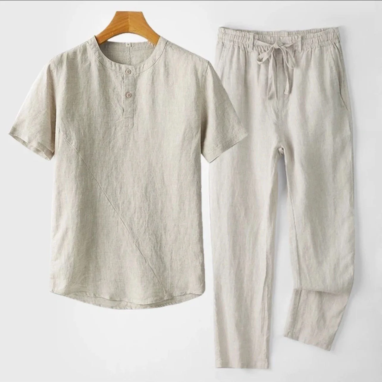 Men's Cotton Linen Short Sleeve T-Shirt Two-Piece Set Summer New Style Chinese Style Long Pants Casual Comfortable Breathable
Men's Cotton Linen Short Sleeve T-Shirt Two-Piece Set Summer New Style Chinese Style Long Pants Casual Comfortable Breathable