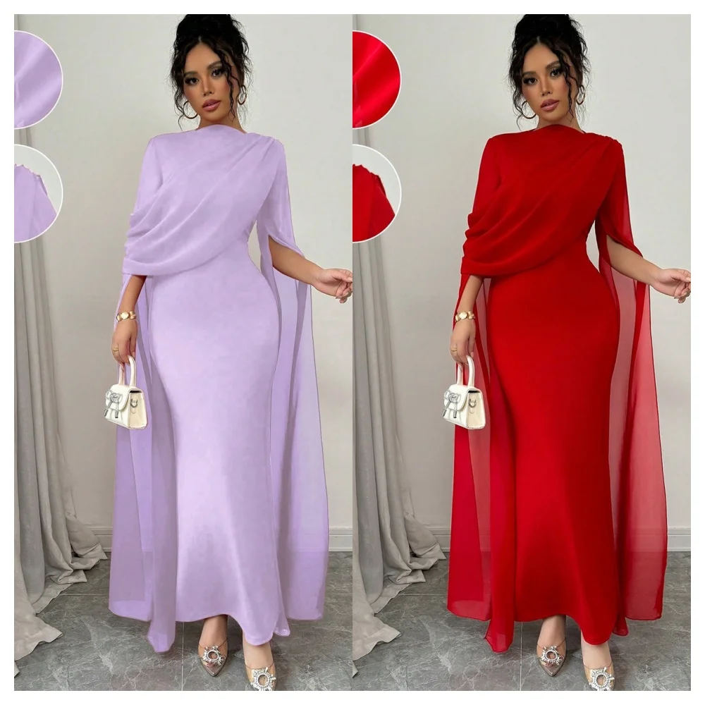 Customized Mermaid Modern Chiffon Evening Dress Simple Crew Neck Long Sleeves Party Dress Temperament Ankle Length Prom Dress
Customized Mermaid Modern Chiffon Evening Dress Simple Crew Neck Long Sleeves Party Dress Temperament Ankle Length Prom Dress