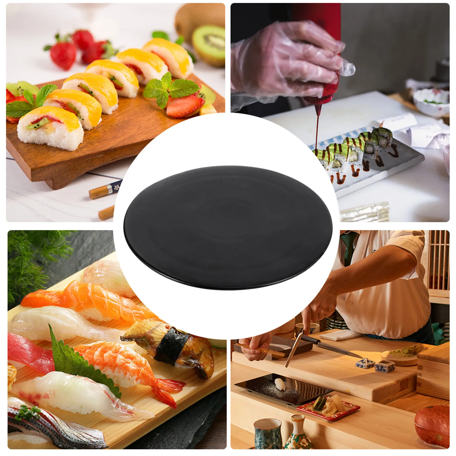 1Pcs Black Ceramic Round Food Service Plate Exquisite Smooth Finish Easy Clean for Dessert Shop Sushi Tray Bread Storage Kitchen
1Pcs Black Ceramic Round Food Service Plate Exquisite Smooth Finish Easy Clean for Dessert Shop Sushi Tray Bread Storage Kitchen
