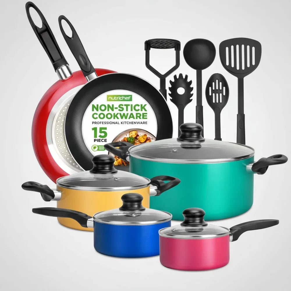 15-Piece Non-Stick Cookware Set PFOA-Free, Colorful Heat Resistant for Healthy Family Cooking
15-Piece Non-Stick Cookware Set PFOA-Free, Colorful Heat Resistant for Healthy Family Cooking