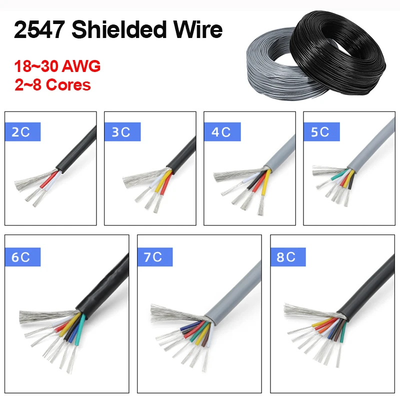 3/5M UL2547 Shielded Wire Signal Cable 30 28 26 24 22 20 18awg Cable 2 3 4 5 6 7 8 Core Headphone Speaker Wire Line Audio Cable
3/5M UL2547 Shielded Wire Signal Cable 30 28 26 24 22 20 18awg Cable 2 3 4 5 6 7 8 Core Headphone Speaker Wire Line Audio Cable