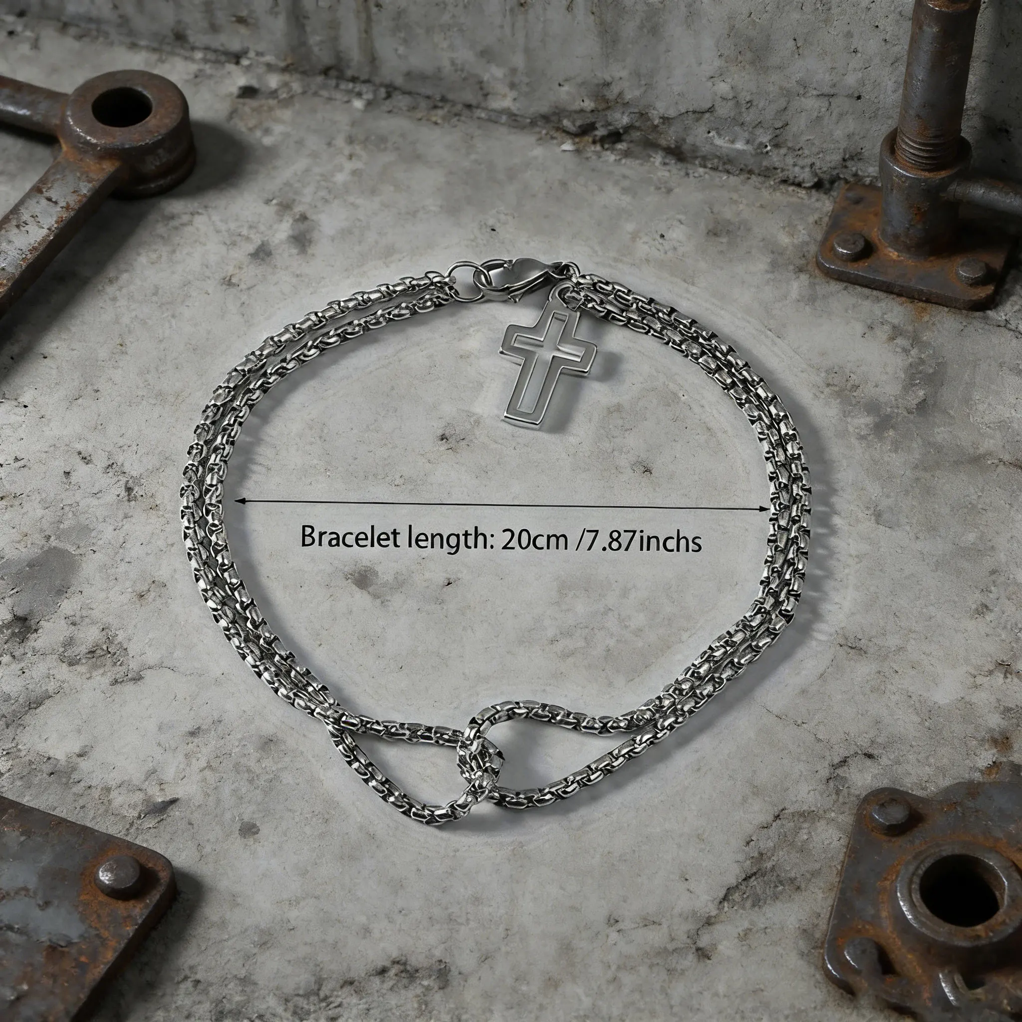 Stainless Steel Dragon Bone Double Chain Bracelet Men's Retro Cross Daily Casual Accessory
Stainless Steel Dragon Bone Double Chain Bracelet Men's Retro Cross Daily Casual Accessory