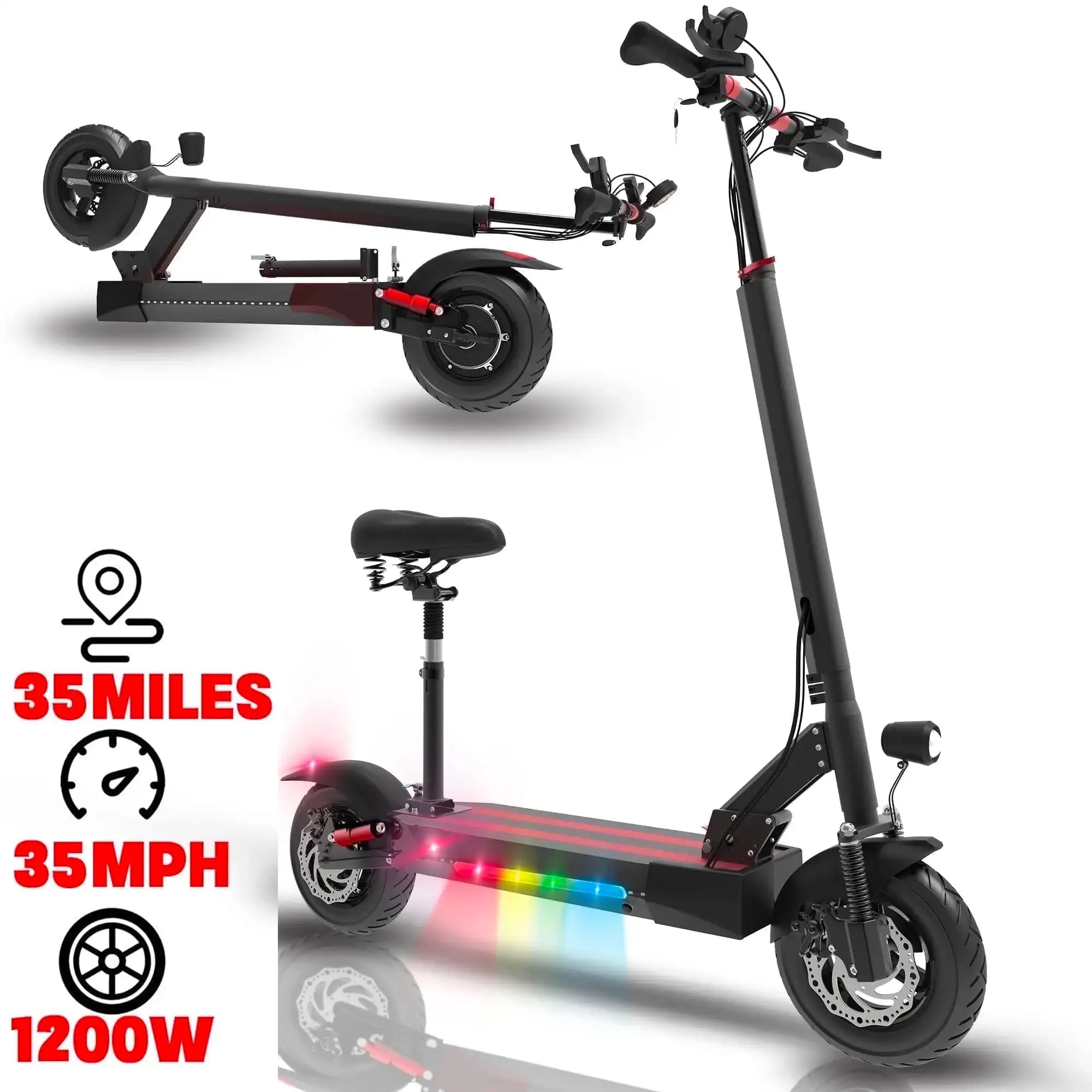 Electric Scooter with Seat for Adults,35 MPH MAX Speed ,1200W Motor Foldable Escooter, 10 inch Street Tire
Electric Scooter with Seat for Adults,35 MPH MAX Speed ,1200W Motor Foldable Escooter, 10 inch Street Tire