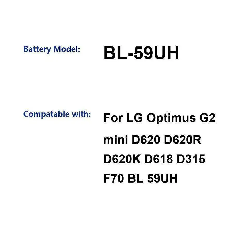 2440 мАч для LG Optimus G2 Mini D620 D620R D620K D618 D315 F70 BL-59UH Высокопроизводительный аккумулятор для мобильного телефона
2440 мАч для LG Optimus G2 Mini D620 D620R D620K D618 D315 F70 BL-59UH Высокопроизводительный аккумулятор для мобильного телефона