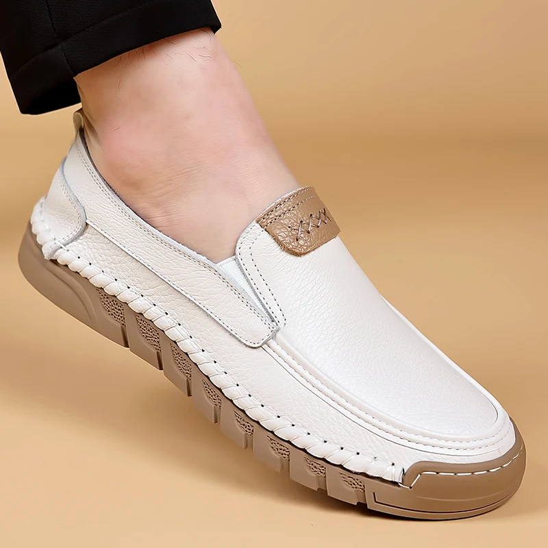 New genuine leather men's shoes Quality leisure versatile style Daily office Outdoor street adult comfort shoes Black and White
New genuine leather men's shoes Quality leisure versatile style Daily office Outdoor street adult comfort shoes Black and White