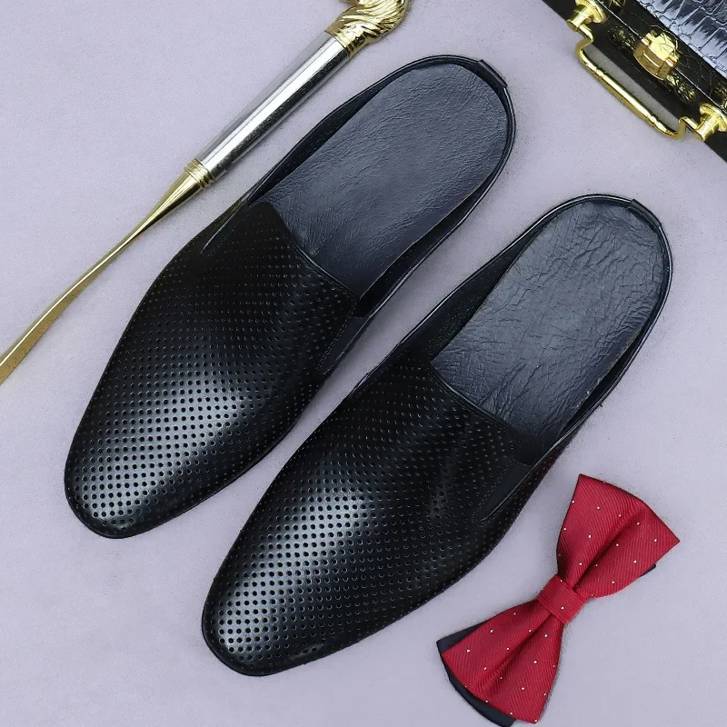 Hollow Genuine Leather Slippers Half-Slip Cowhide Slippers Retro Shoes Breathable Soft Leather Comfortable Casual Men's Shoes
Hollow Genuine Leather Slippers Half-Slip Cowhide Slippers Retro Shoes Breathable Soft Leather Comfortable Casual Men's Shoes