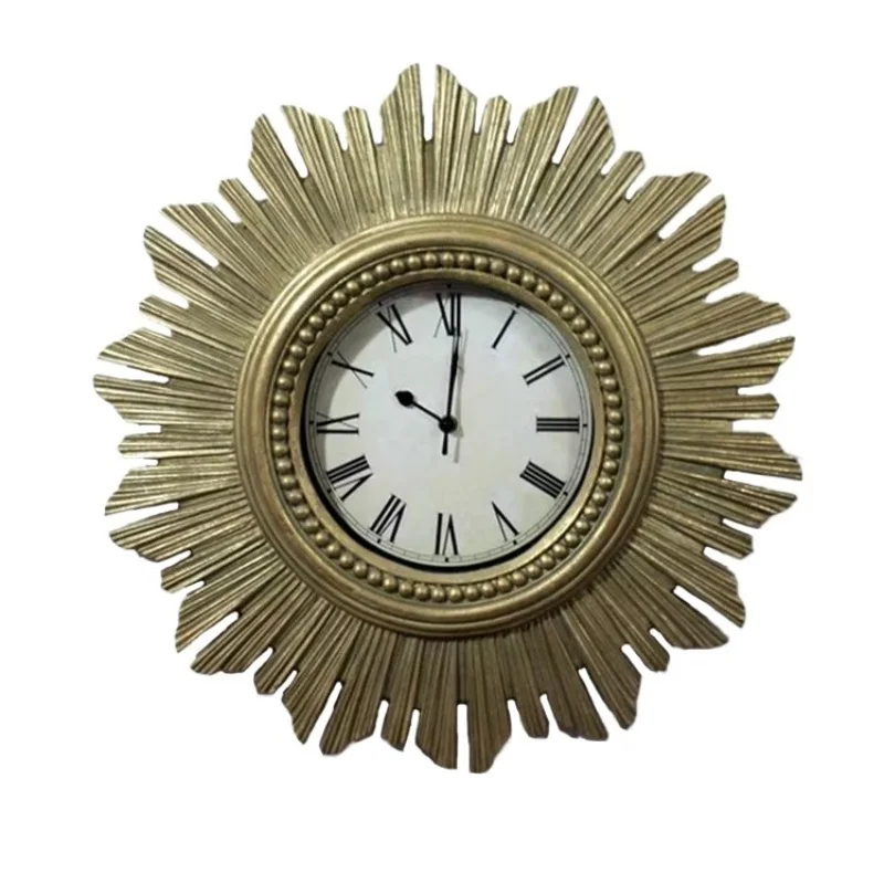 Resin round Art Deco wall clock with quartz movement and hand display
Resin round Art Deco wall clock with quartz movement and hand display