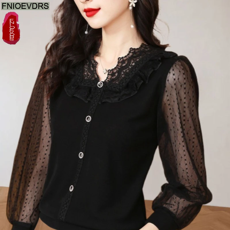 Черные кружевные топы во французском стиле, блузки, новинка 2026, весна-осень, женские офисные женские рабочие оборки, элегантные базовые рубашки из прозрачной сетки
Черные кружевные топы во французском стиле, блузки, новинка 2026, весна-осень, женские офисные женские рабочие оборки, элегантные базовые рубашки из прозрачной сетки