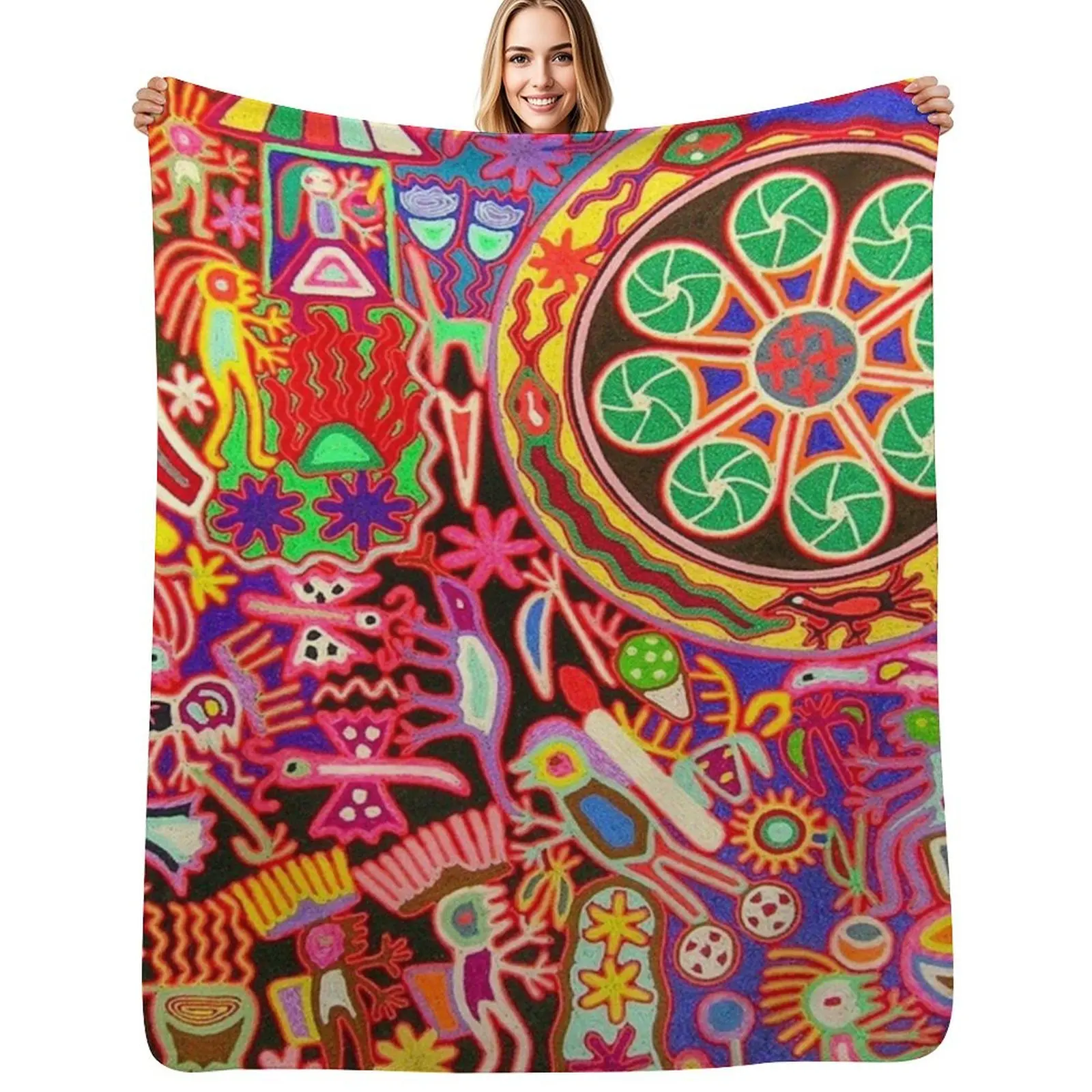 Mexican Colorful Huichol | Mexican Blanket Design | Large Cozy King Size | Vintage Folk Art - Throw Blanket
Mexican Colorful Huichol | Mexican Blanket Design | Large Cozy King Size | Vintage Folk Art - Throw Blanket