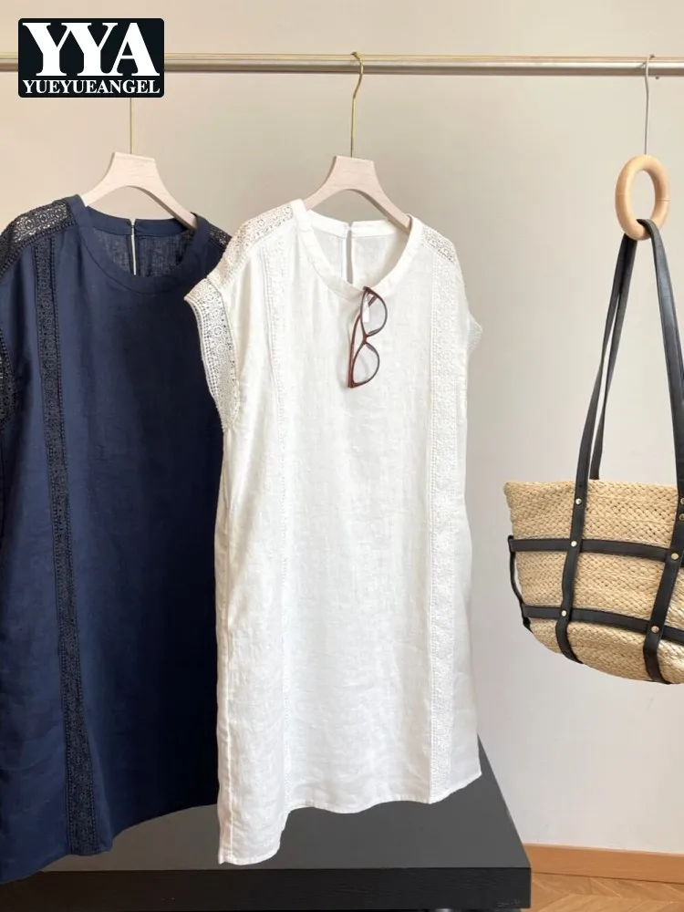 Women Summer New O-Neck Loose Linen Dress Solid Color Fashion Crochet Flower Sleeveless Dresses Pullover Holiday Dresses Female
Women Summer New O-Neck Loose Linen Dress Solid Color Fashion Crochet Flower Sleeveless Dresses Pullover Holiday Dresses Female