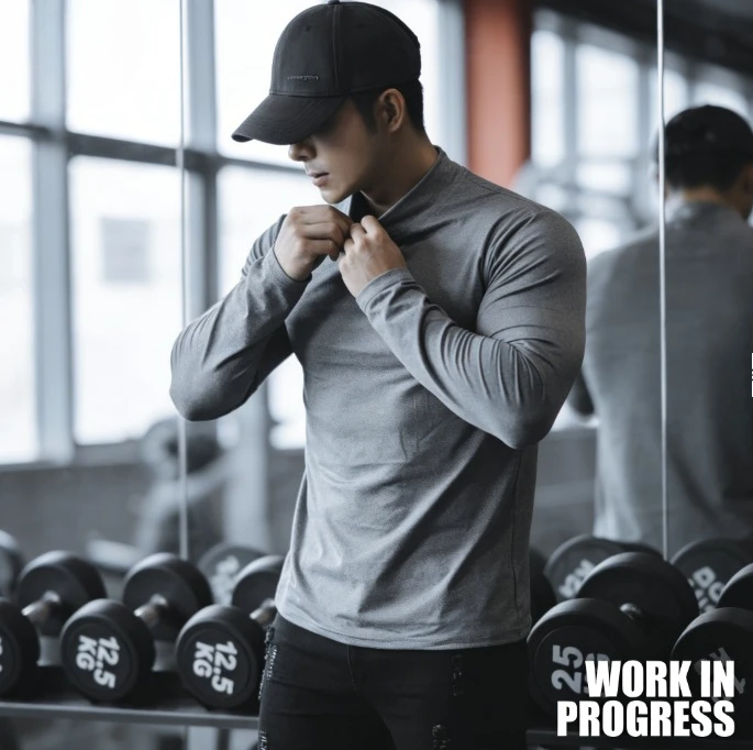 Мужская однотонная футболка с полувысоким воротником и длинным рукавом, облегающая, высокоэластичная, моделирующая фигуру, быстросохнущая, спортивная.
Мужская однотонная футболка с полувысоким воротником и длинным рукавом, облегающая, высокоэластичная, моделирующая фигуру, быстросохнущая, спортивная.