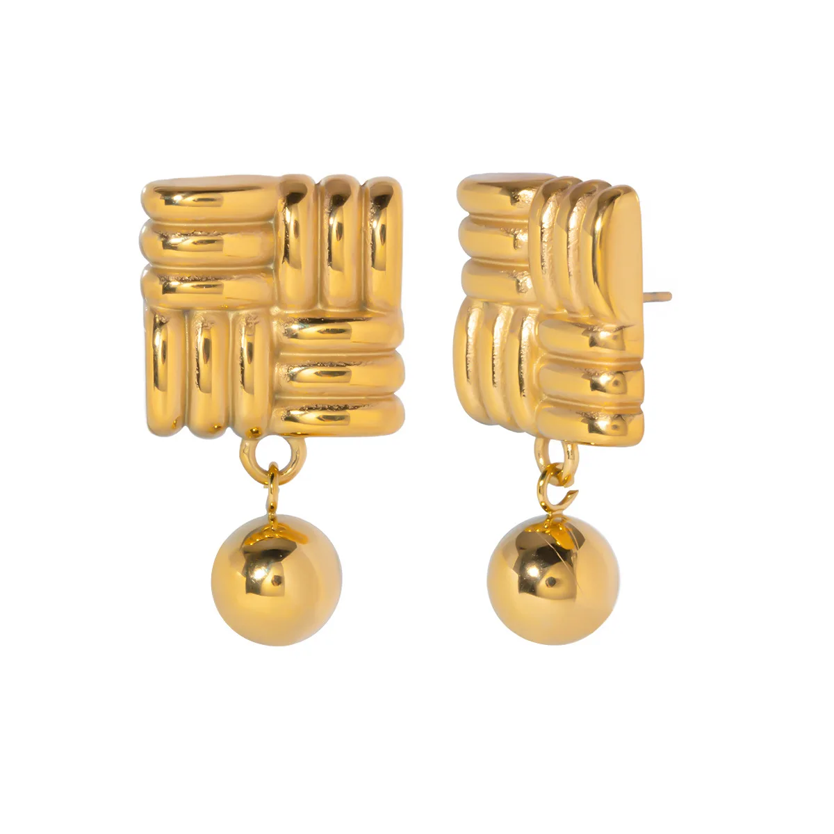 Stainless Steel PVD 18K Gold Plated Tarnish Braide Ball Drop EarringsFor Woman Jewelry Wholesale Trendy
Stainless Steel PVD 18K Gold Plated Tarnish Braide Ball Drop EarringsFor Woman Jewelry Wholesale Trendy