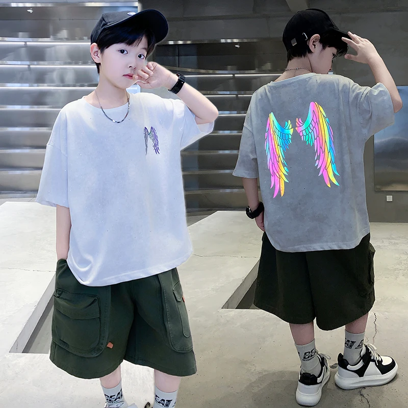 New Design Kids Child Luxury Clothing Summer Reflective T-shirt for Tweens Boy Angel Wing Print Short Sleeve Tshirt Outfit 5-14T
New Design Kids Child Luxury Clothing Summer Reflective T-shirt for Tweens Boy Angel Wing Print Short Sleeve Tshirt Outfit 5-14T