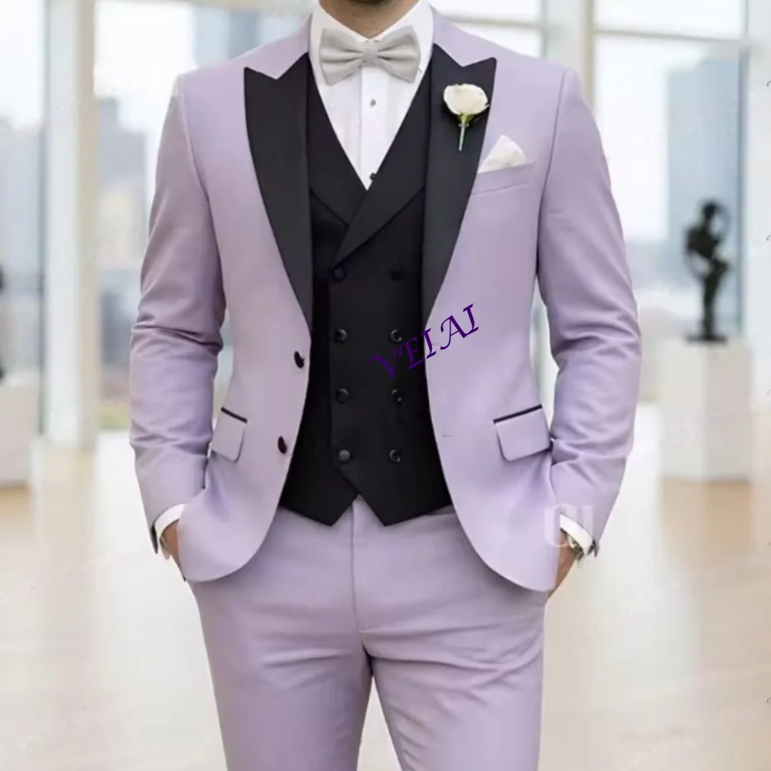 CustomizedLavender And Black New Formal Men Suit Groom Groomsman Wedding Party Prom Business Male Tuxedos 3 Piece Set Blazer Ves
CustomizedLavender And Black New Formal Men Suit Groom Groomsman Wedding Party Prom Business Male Tuxedos 3 Piece Set Blazer Ves