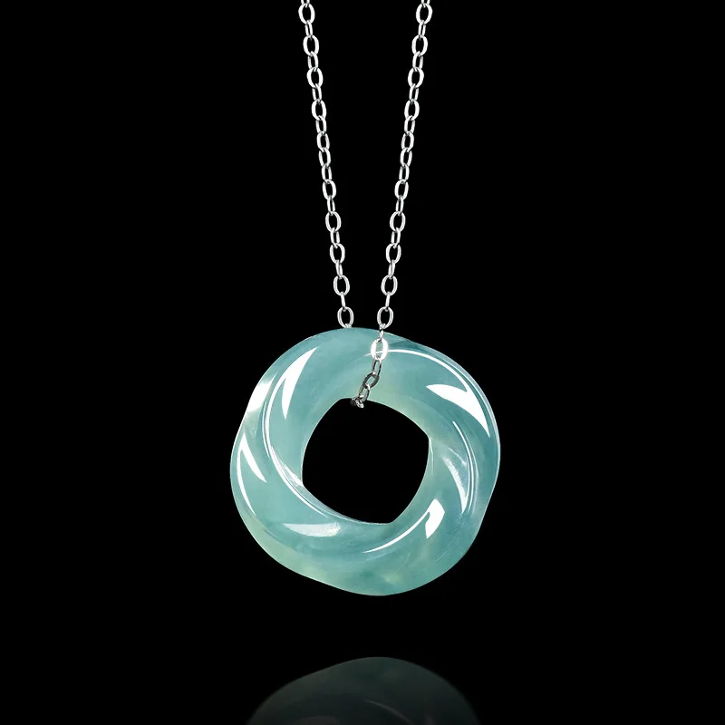 New Natural Real Emerald Blue Water Möbius Strip Pendant Myanmar Jadeite Necklace Jewelry Charm Designer Luxury Vintage Women
New Natural Real Emerald Blue Water Möbius Strip Pendant Myanmar Jadeite Necklace Jewelry Charm Designer Luxury Vintage Women