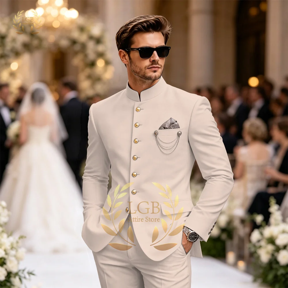 Men's Stand Collar Suit Jacket Gold Button Single Breasted Blazer Formal Wedding Groom Tuxedo Slim Fit Party Costume
Men's Stand Collar Suit Jacket Gold Button Single Breasted Blazer Formal Wedding Groom Tuxedo Slim Fit Party Costume