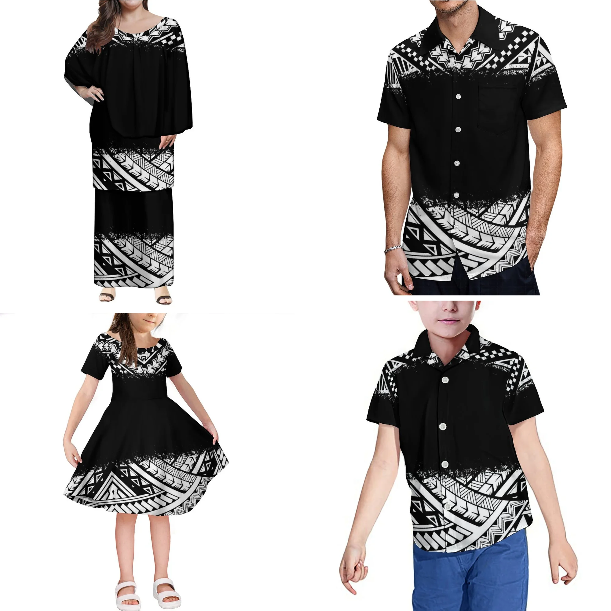 Factory Price Plus Size Women Dress Custom Polynesian Tribal Design Family Set Clothes Adult Children's Clothing 4-piece Sets
Factory Price Plus Size Women Dress Custom Polynesian Tribal Design Family Set Clothes Adult Children's Clothing 4-piece Sets