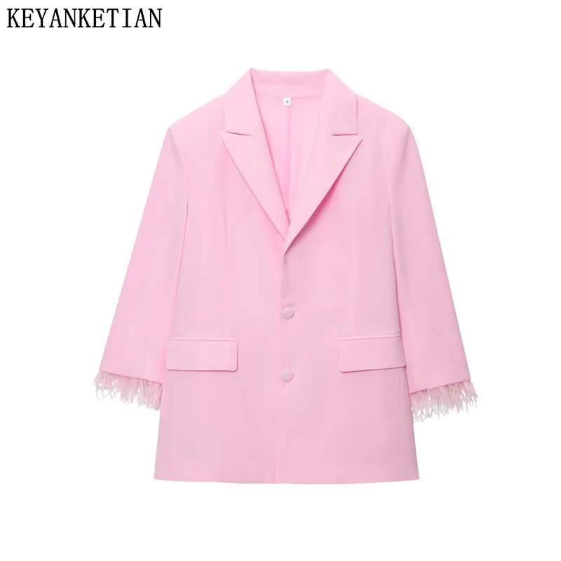 KEYANKETIAN Autumn New Women's Clothing Office Cuff Feather Decoration Straight Tube Suit Women Suit Jacket
KEYANKETIAN Autumn New Women's Clothing Office Cuff Feather Decoration Straight Tube Suit Women Suit Jacket