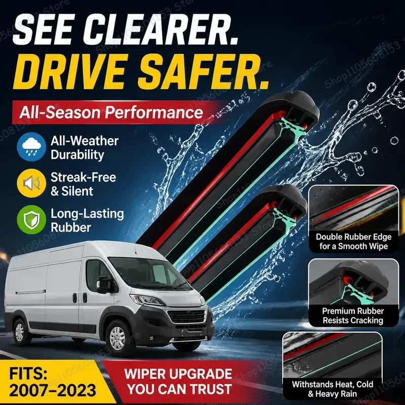 For Fiat Ducato III MK3 Peugeot Boxer 2007–2023 Front Windshield Wiper Blades 2PCS Heavy Duty All Weather Rain Repellent
For Fiat Ducato III MK3 Peugeot Boxer 2007–2023 Front Windshield Wiper Blades 2PCS Heavy Duty All Weather Rain Repellent