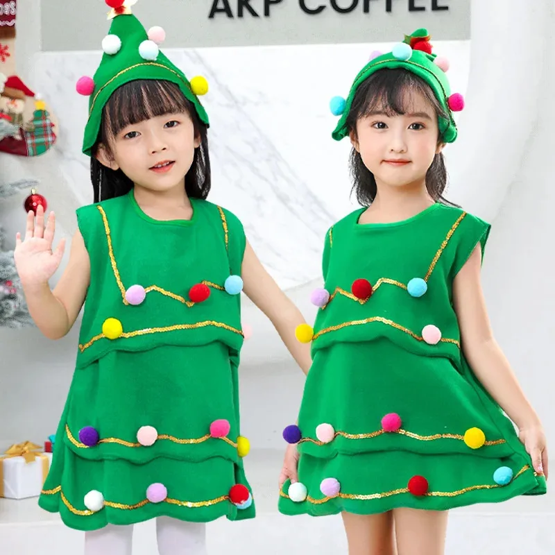 3-12 Years Girls Christmas Costume Christmas Tree Cosplay Dress with Hat New Year Eve Family Party Clothes Outfits
3-12 Years Girls Christmas Costume Christmas Tree Cosplay Dress with Hat New Year Eve Family Party Clothes Outfits