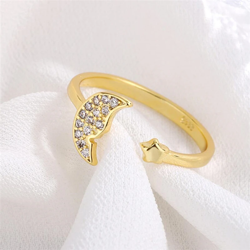 Golden Moon Star Zircon Shiny 925 Sterling Silver Female Resizable Opening Rings RI936
Golden Moon Star Zircon Shiny 925 Sterling Silver Female Resizable Opening Rings RI936