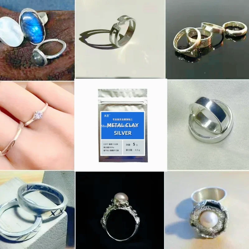5g/bag 99% Silver Clay Handmade DIY Couple Rings Earrings Pendants Handmade Gift Material Firing Metallic Silver Clay Slices
5g/bag 99% Silver Clay Handmade DIY Couple Rings Earrings Pendants Handmade Gift Material Firing Metallic Silver Clay Slices