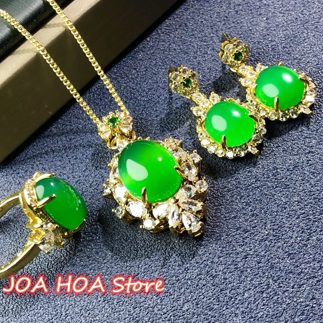 Quality Jewelry Gold-plated Inlays Inlaid Natural Chalcedony Agate Jade Pendant Earring Accessories With Chain Necklace
Quality Jewelry Gold-plated Inlays Inlaid Natural Chalcedony Agate Jade Pendant Earring Accessories With Chain Necklace