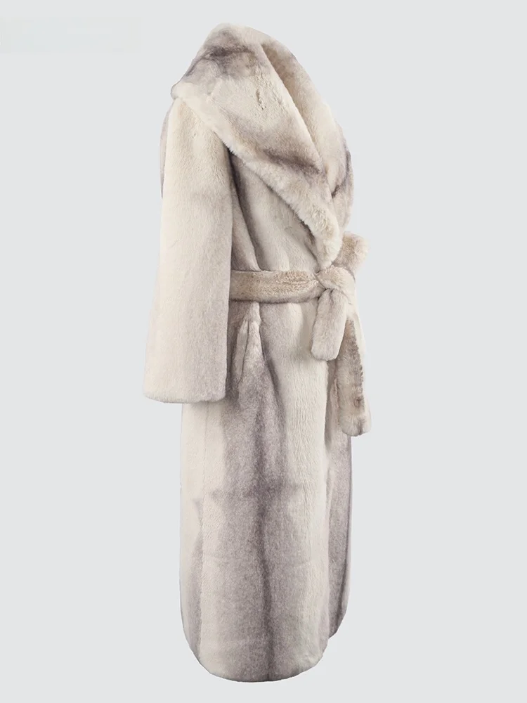 Nerazzurri Vintage Long Fur Coat Women's adient Color Large Collar Belted Fake Fur Coat Stand Version Winter Outerwear
Nerazzurri Vintage Long Fur Coat Women's adient Color Large Collar Belted Fake Fur Coat Stand Version Winter Outerwear