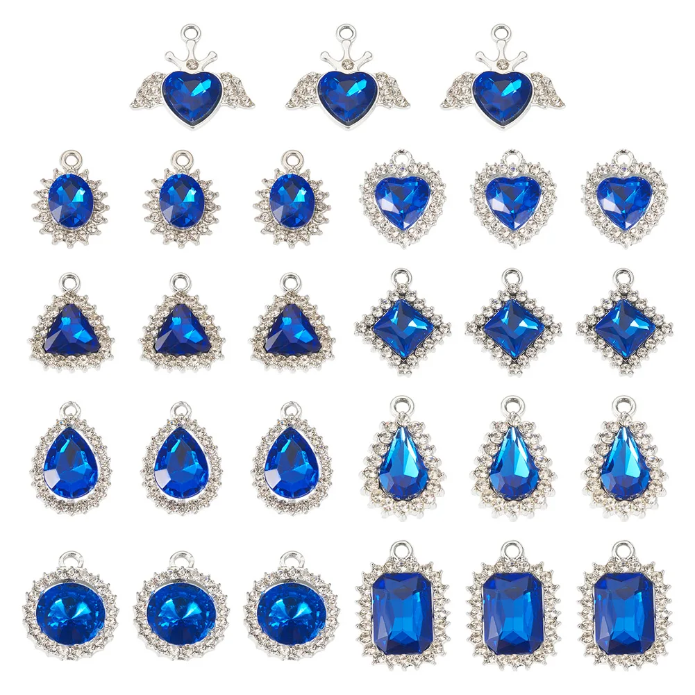 27pcs Metal Dark Blue Glass Rhinestone Pendants Kit Mixed Shape Charm Necklace Bracelet Anniversary Gift DIY Jewelry Accessories
27pcs Metal Dark Blue Glass Rhinestone Pendants Kit Mixed Shape Charm Necklace Bracelet Anniversary Gift DIY Jewelry Accessories