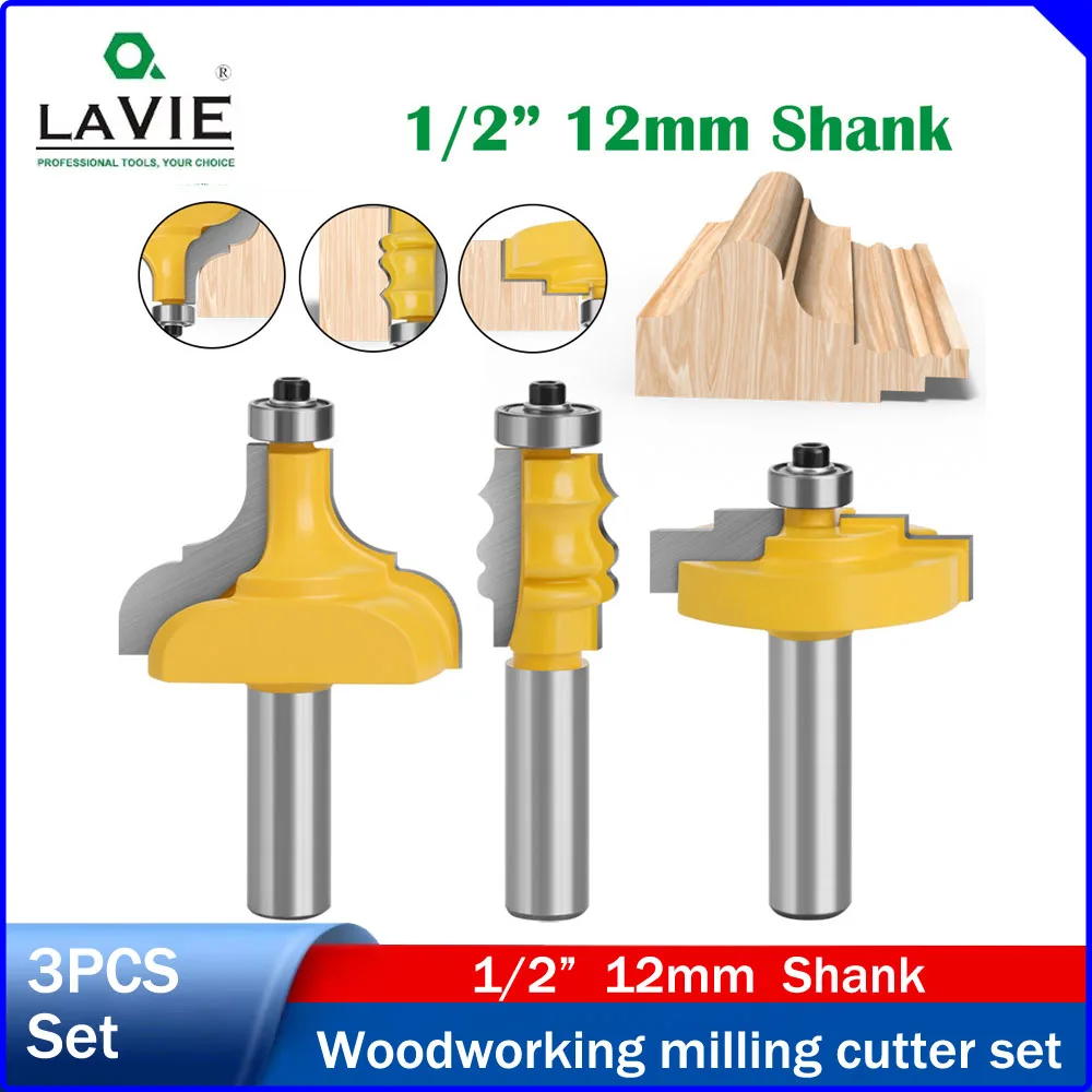 LAVIE 1pc 1/2" 12mm Shank Step Tongue & Groove Router Bit, Profile Cutter, Arc Door Line Bit for Woodworking Engraving Machine
LAVIE 1pc 1/2" 12mm Shank Step Tongue & Groove Router Bit, Profile Cutter, Arc Door Line Bit for Woodworking Engraving Machine