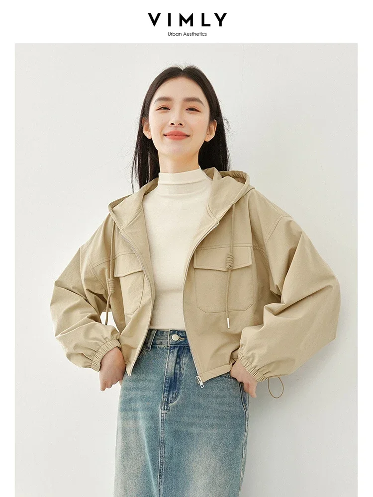 VIMLY Khaki Hooded Cropped Women Jacket 2025 Autumn Casual Long Sleeve Tops Zip Up Loose Female New in Coats & Jackets M3993
VIMLY Khaki Hooded Cropped Women Jacket 2025 Autumn Casual Long Sleeve Tops Zip Up Loose Female New in Coats & Jackets M3993